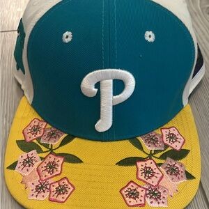 Philadelphia Phillies Teal and Yellow Floral Baseball Cap